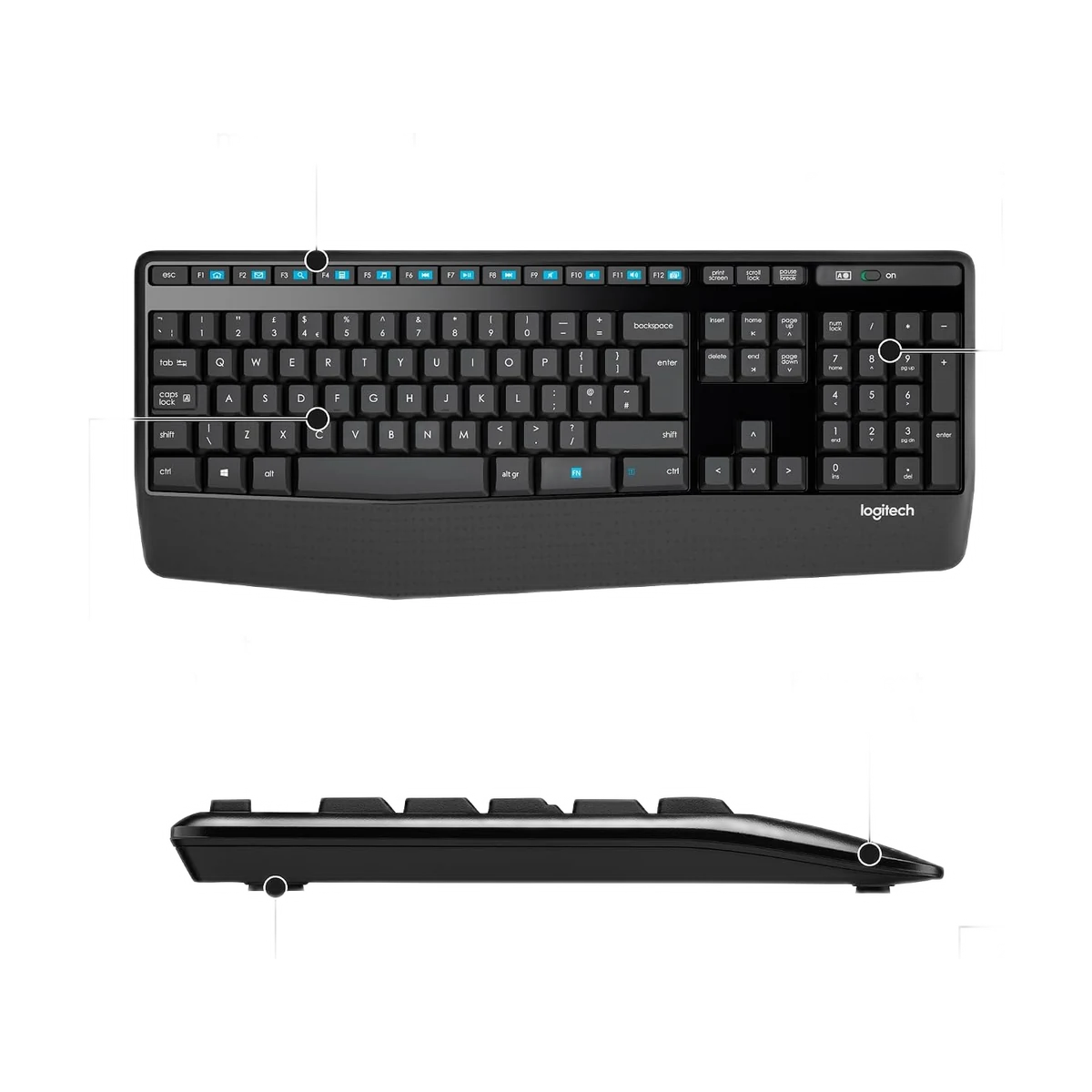 Logitech Combo Wireless Keyboard & Mouse MK345, view 3