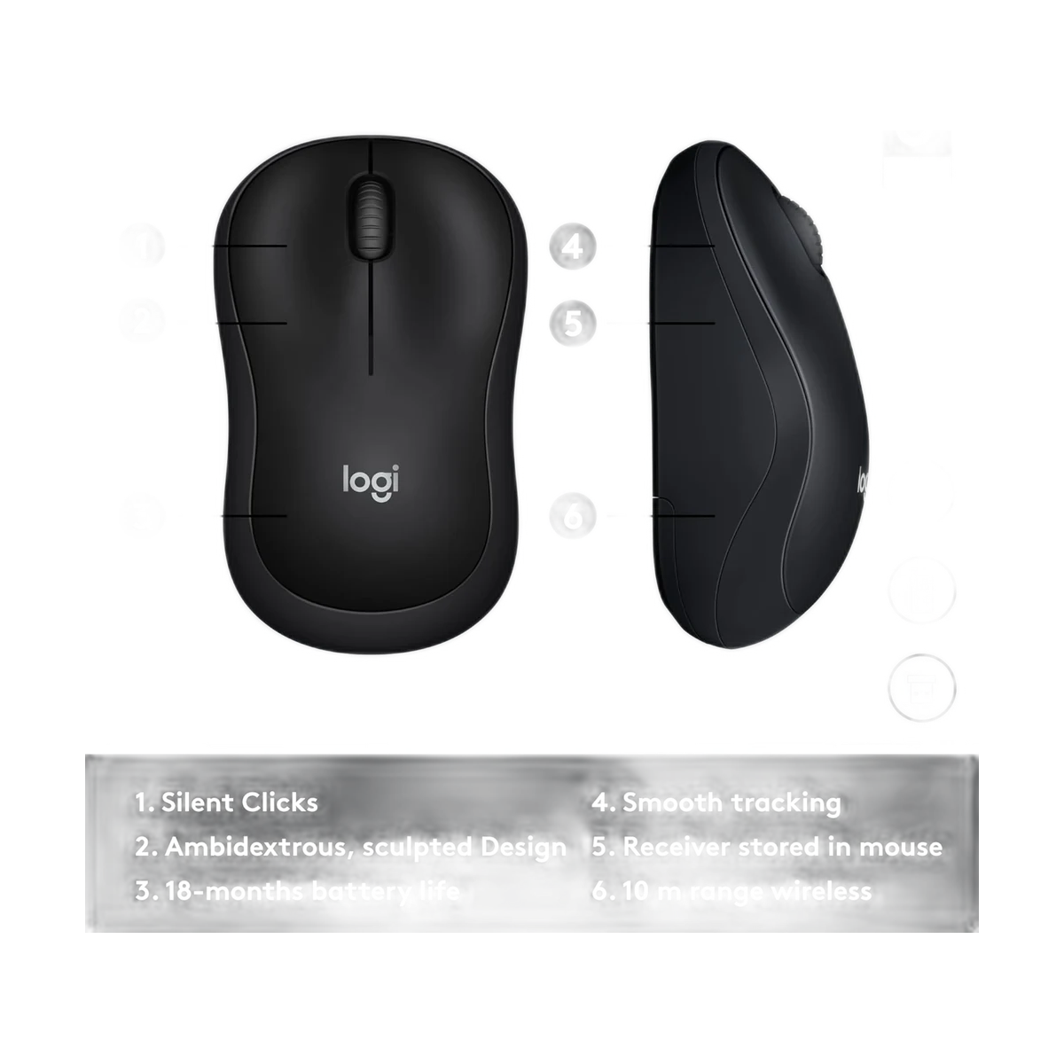 Logitech M220 Silent Mouse, Wireless Black, view 2
