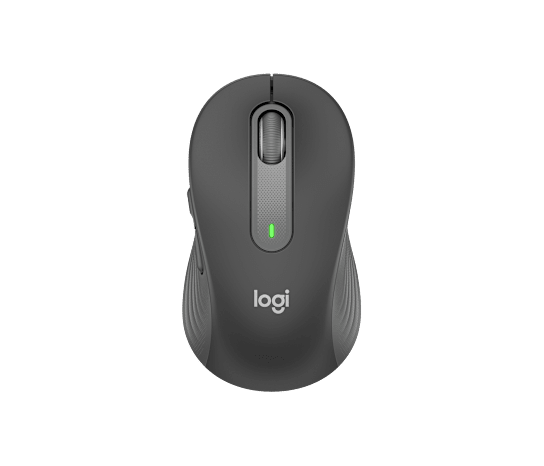 Contoured symmetrical shape with soft rubber grips and programmable side buttons.